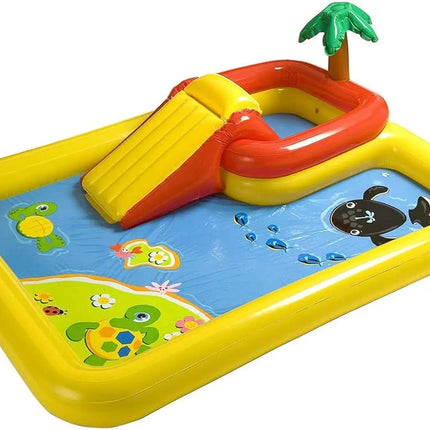 Blow up pool with slide