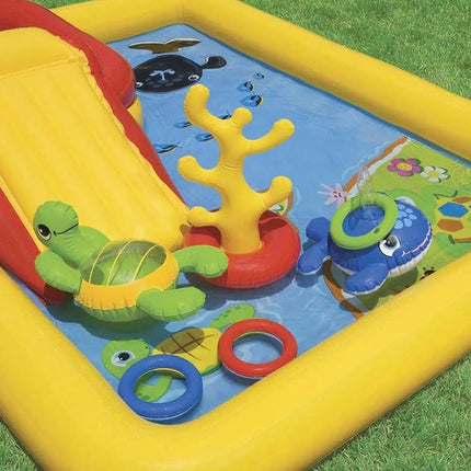 blow up slide with pool