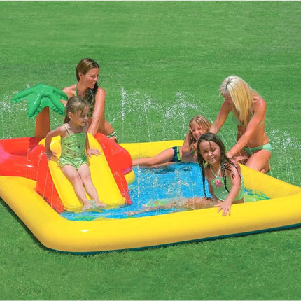 blow up swimming pool with slide