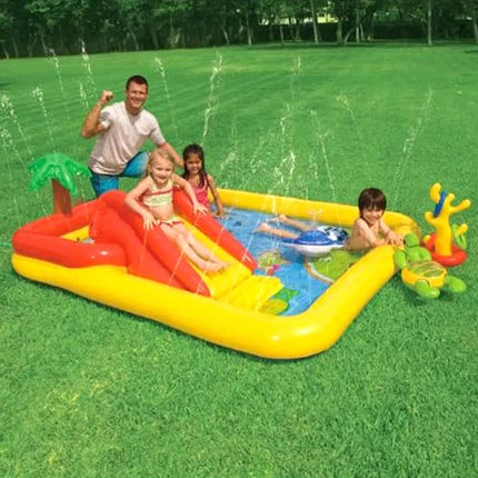 blow up water slide with pool