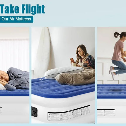 cozy twin sized air bed with built-in pump
