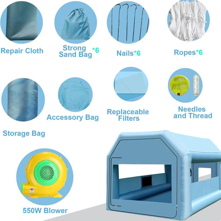 inflatable paint booth with blower