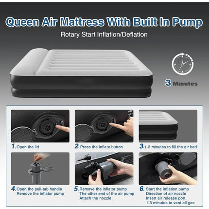queen air bed with built-in pump