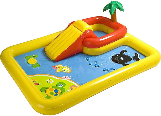 Blow up pool with slide