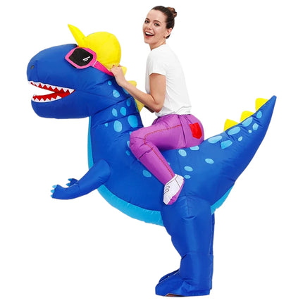Blue Ride-On Dinosaur Costume – Fun Inflatable Dinosaur Suit