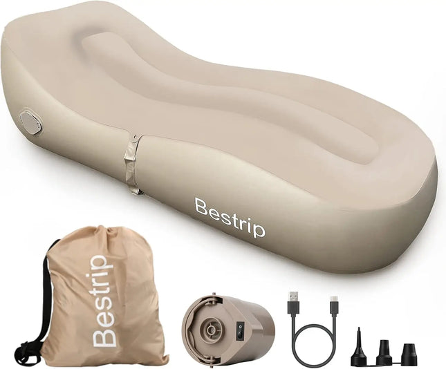 Inflatable Lounger with Built-in Pump