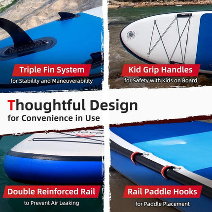 Inflatable Standup Blue Paddle Board with Adjustable Kayak Paddle