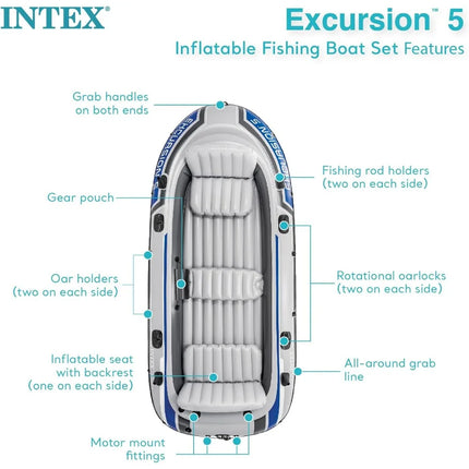 Premium Inflatable Excursion Boat Set with Paddles and High-Performance Pump