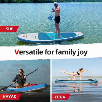 Inflatable Standup Blue Paddle Board with Adjustable Kayak Paddle