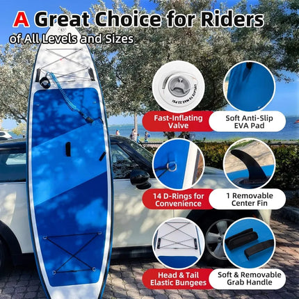 Inflatable Standup Blue Paddle Board with Adjustable Kayak Paddle