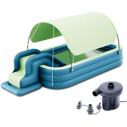 Inflatable swimming pool with slide