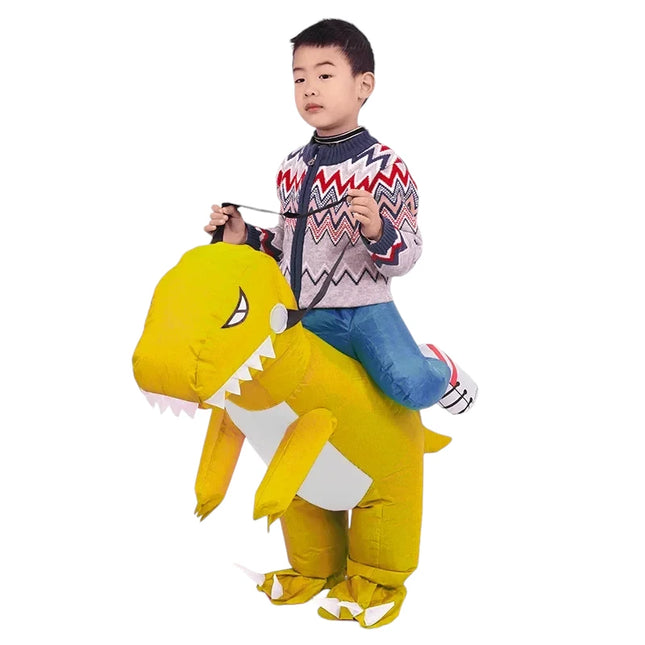 Yellow inflatable dinosaur costume