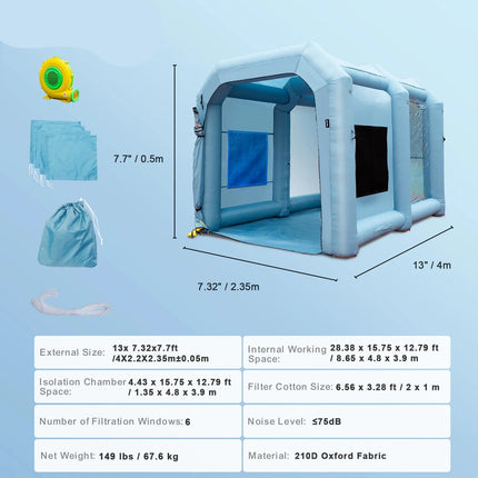 best inflatable paint booth size