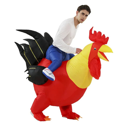 big red rooster inflatable costume