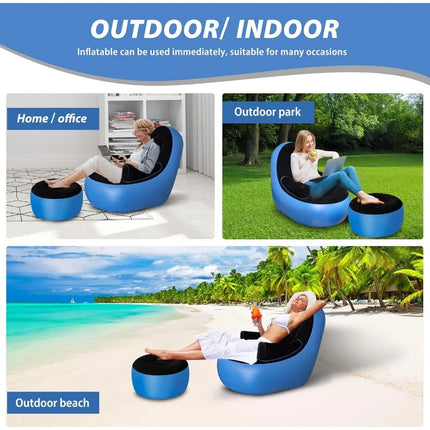 blow-up air chair with foot rest