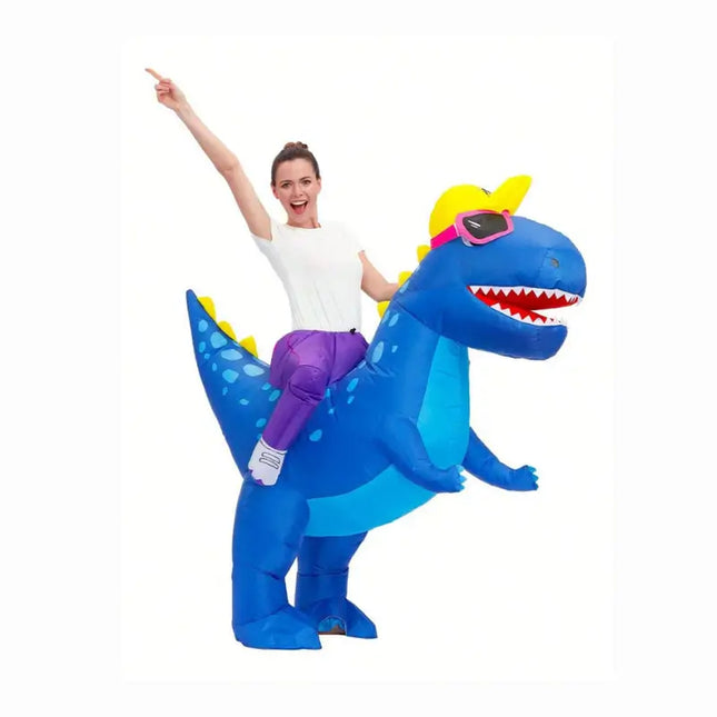 blow-up dinosaur riding suit