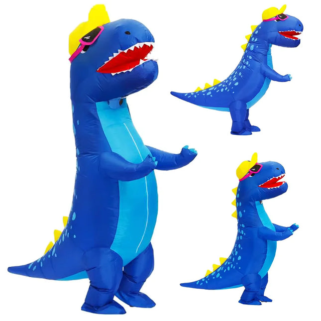 blue dinosaur inflatable costume