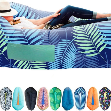 blue leaf inflatable camping lounger
