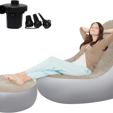 brown blow-up lounger air sofa