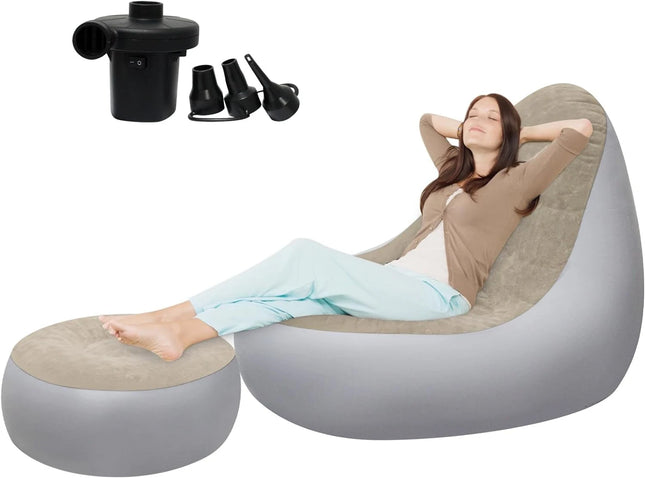 brown blow-up lounger air sofa