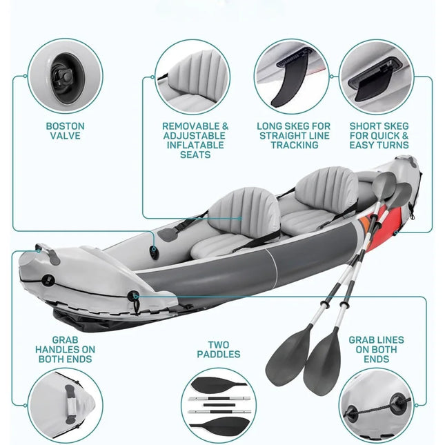 durable inflatable kayak with accessories