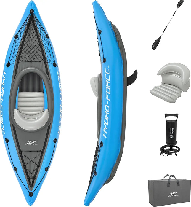 inflatable kayak with paddle and pump