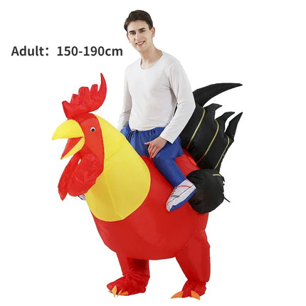 inflatable rooster costume red black