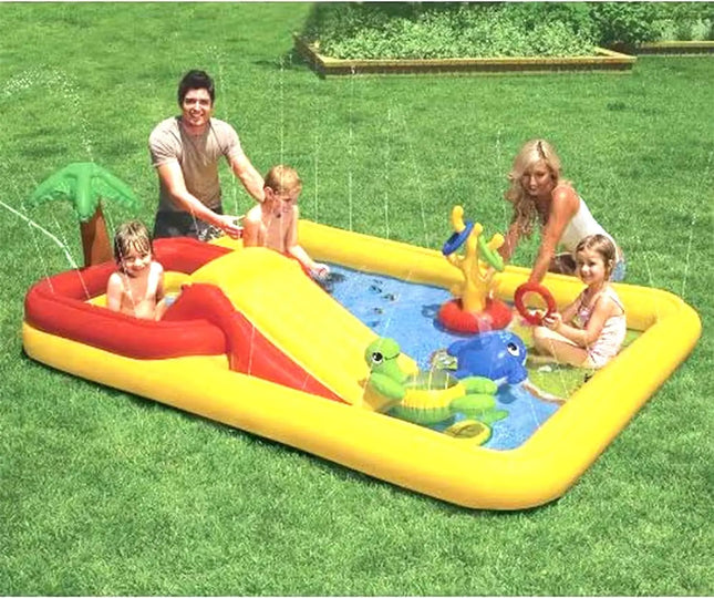 kids blow up pool with slide