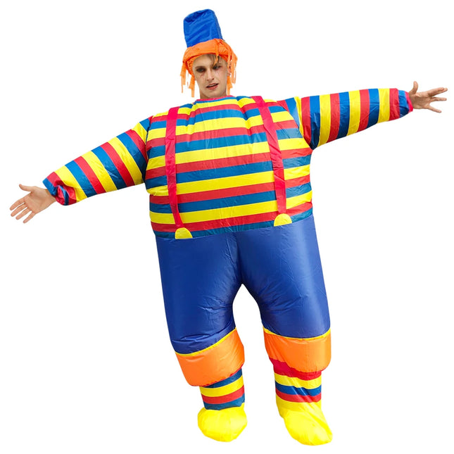 striped  clown  inflatable costume 