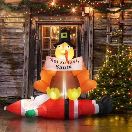 turkey on top of santa inflatable